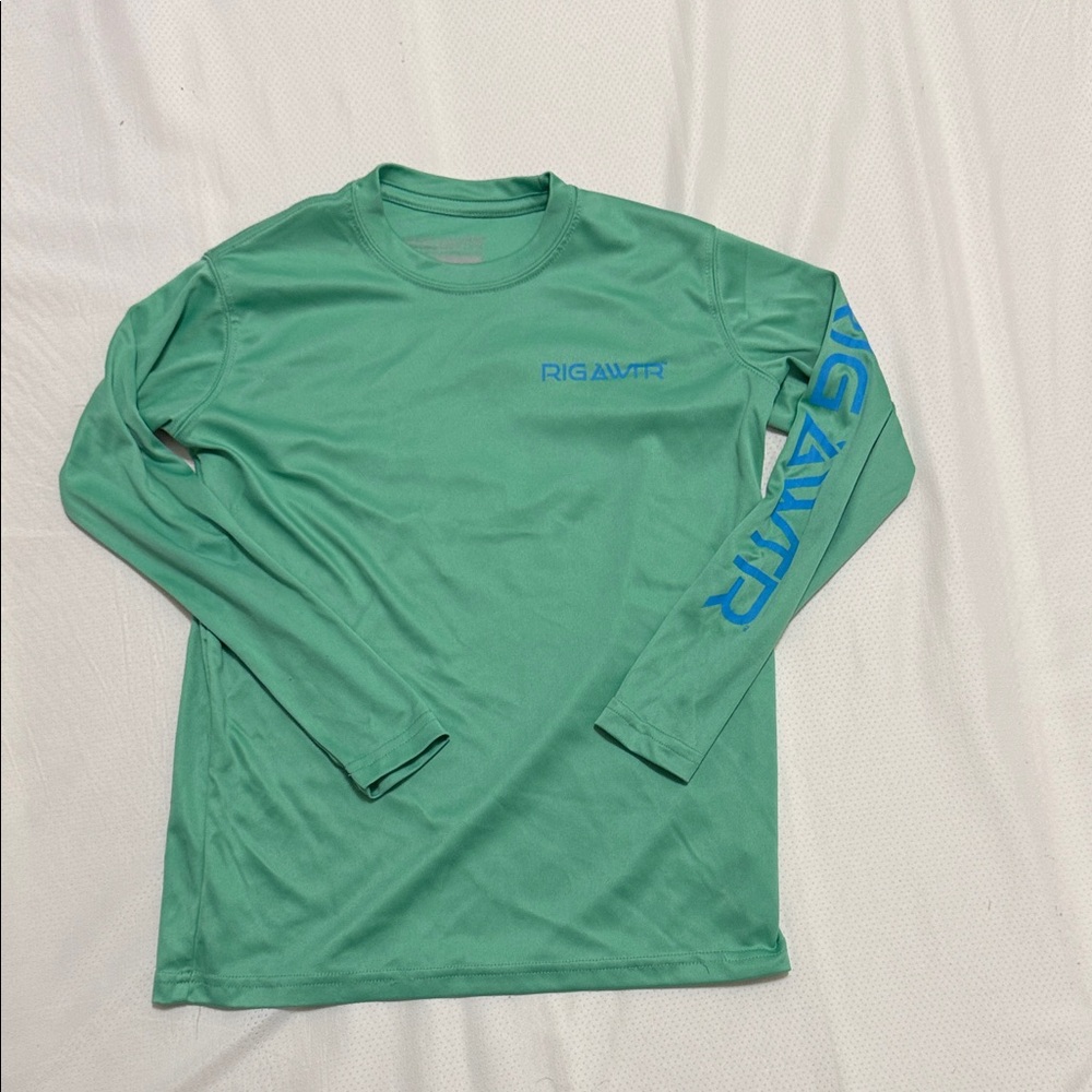 Green Long Sleeve Rashgaurd with Blue Logo